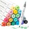 Ohuhu Alcohol Markers Brush Tip, AP Certificated 24 Basic Colors Double Tipped Alcohol Based Art Marker Set for Artist Sketching Adult Coloring Illustration - Brush and Chisel/ Brush & Fine Dual Tips - Honolulu 2/ Honolulu 2B